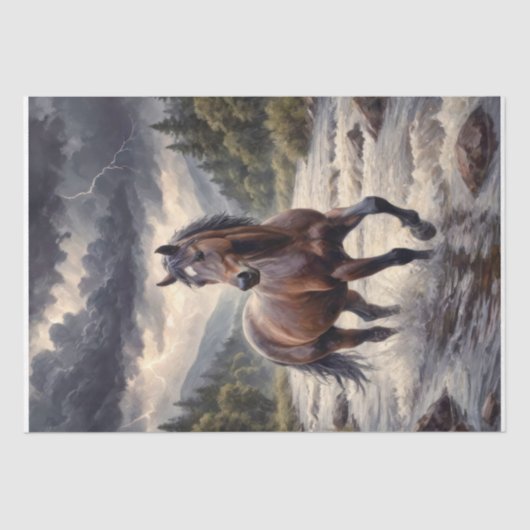 Paard in Storm - Decoupage - Tissuepapier (Voorkant)