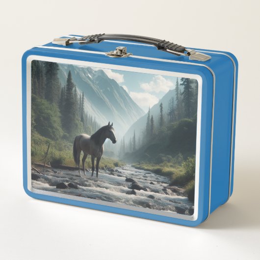 Paard in Stream metalen lunchbox (Voorkant)