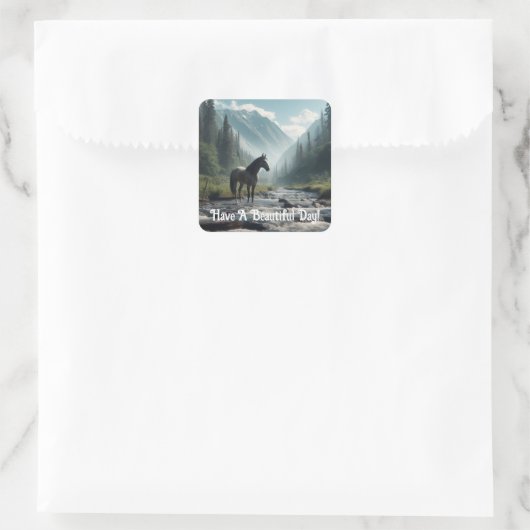 Paard in stroom Sticker (Tas)