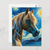 Paard in Van Gogh Sterrennacht Briefkaart (Voorkant / Achterkant)