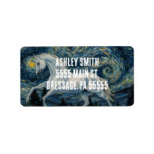 Paard in Van Gogh Sterrennacht Etiket (Voorkant)