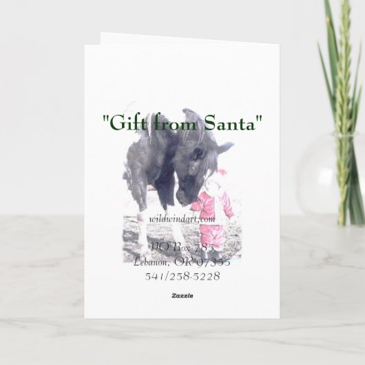 Paard in verwachting en kind Santa Kaart (Achterkant)