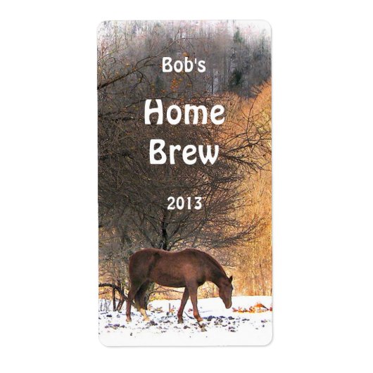 Paard in Winter Bier Label (Voorkant)