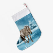 Paard in Winter Scene Custom Stocking 2 Side Print Kleine Kerstsok (Achterkant (Hangend))