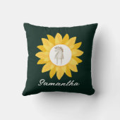 Paard in Zonnebloem, Custom, Kinder, Geel Gestreep Kussen (Achterkant)