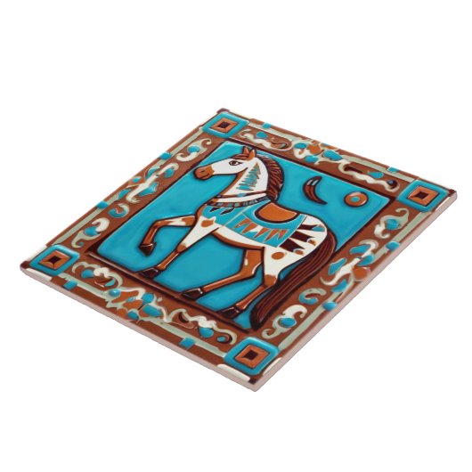 Paard in zuidwestelijke kleuren zuidwestelijk brui tegeltje (Zijkant)