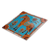 Paard in zuidwestelijke stijl zuidwestelijk bruin  tegeltje (Zijkant)