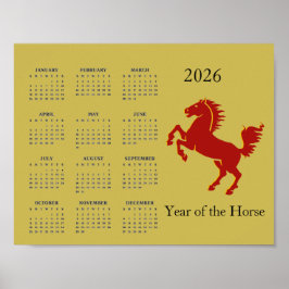 Paard Jaar 2026 Kalender Poster