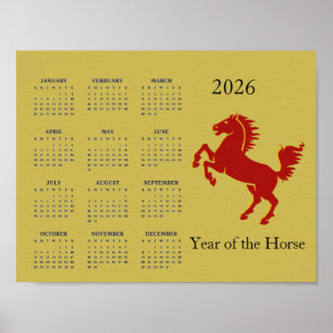 Paard Jaar 2026 Kalender Poster