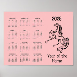 Paard Jaar 2026 Kalender Poster