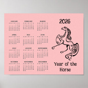 Paard Jaar 2026 Kalender Poster
