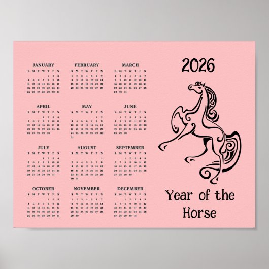 Paard Jaar 2026 Kalender Poster (Voorkant)
