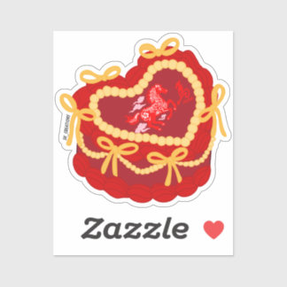 Paard Jaar Vintage Hart Cake Sticker