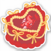 Paard Jaar Vintage Hart Cake Sticker (Voorkant)