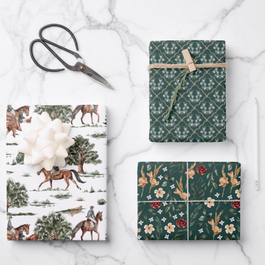  paard Jockey Riding Birthday Inpakpapier Vel (Voorkant)