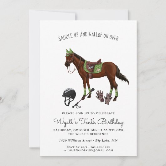  paard Jockey Riding Birthday Party Kaart (Voorkant)