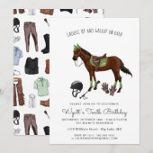  paard Jockey Riding Birthday Party Kaart (Voorkant / Achterkant)