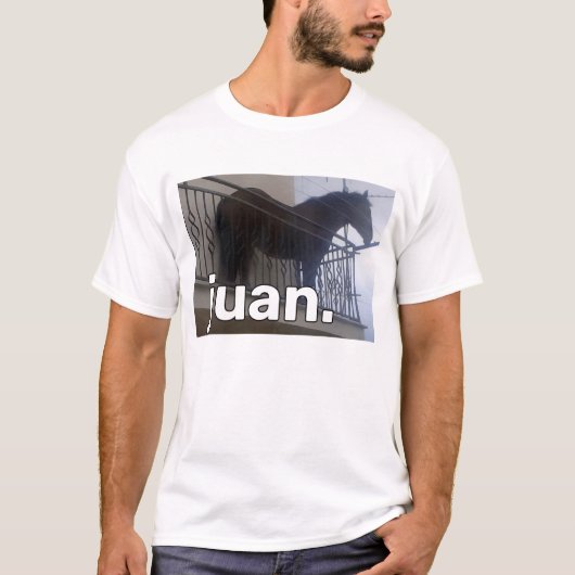 Paard Juan Meme op Balkon T-shirt (Voorkant)