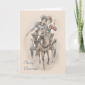 Paard, kar en meisjes Kerstmis Feestdagen Kaart (Voorkant)