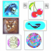 paard, kersen, om-symbool, zeemeermin, kat, dakini sticker (Voorkant)
