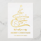 Paard Kerstboom echt goud Folie Vakantie Kaart (Voorkant)