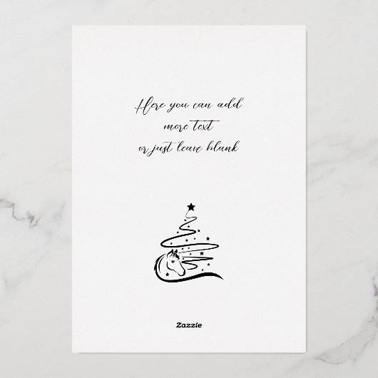 Paard Kerstboom echt goud Folie Vakantie Kaart (Achterkant)