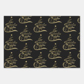 Paard Kerstboom Gouden glitter Ruitersport Inpakpapier Vel (Voorkant 2)