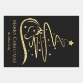 Paard Kerstboom Gouden glitter Ruitersport Inpakpapier Vel (Voorkant)