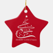 Paard Kerstboom rood en wit Ruitersport Keramisch Ornament (Voorkant)