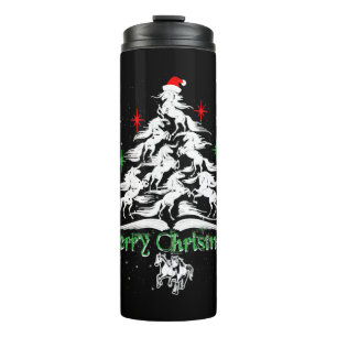 Paard Kerstboom T-shirt, Kerst Paard Boom Thermosbeker