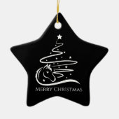Paard Kerstboom zwart en wit Ruitersport Keramisch Ornament (Voorkant)