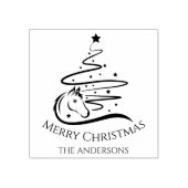 Paard Kerstboom zwart en wit Ruitersport Rubberstempel (Afrduk)