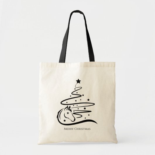 Paard Kerstboom zwart en wit Ruitersport Tote Bag (Voorkant)