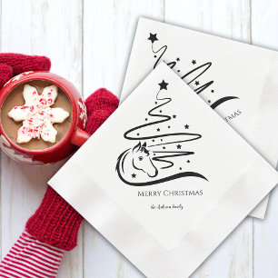 Paard Kerstboom zwart witRuitersport Servet