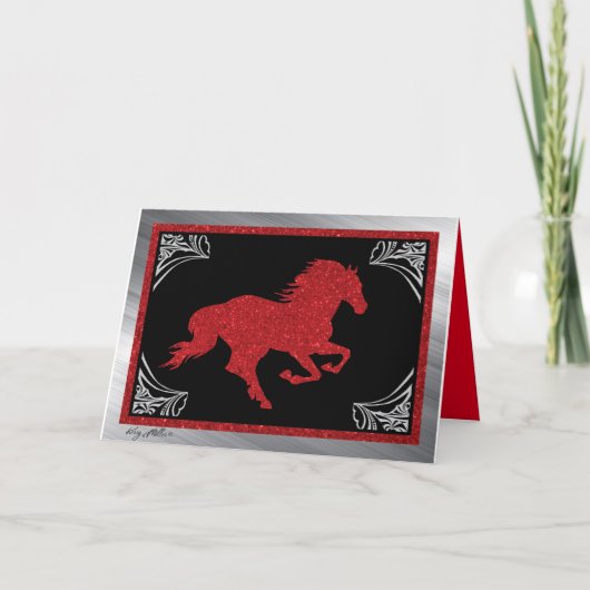 Paard Kerstkaart Feestdagen Kaart (Voorkant)