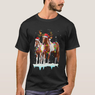 Paard Kerstlichtjes Kerstman Hoed Dieren T-shirt