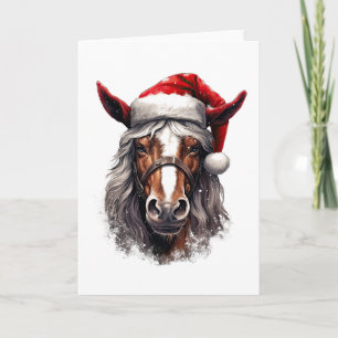Paard Kerstman Cowboy Hoed Westers Kerst Cowgirl Feestdagen Kaart