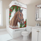 Paard Kerstmis - gepersonaliseerde ruitersport Douchegordijn (In situ)