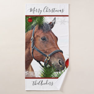 Paard Kerstmis Leuke Pony Equestrian Paard Badhanddoek