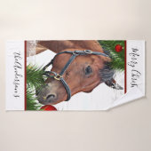 Paard Kerstmis Leuke Pony Equestrian Paard Badhanddoek (Badhanddoek)
