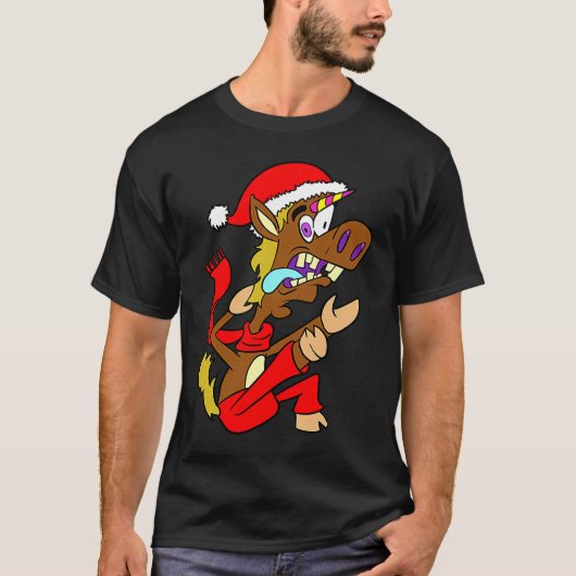 Paard Kerstmis T-shirt (Voorkant)