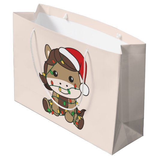Paard Kerstmis Winter Dieren Vakantie Paarden Groot Cadeauzakje (Achterkant Gekanteld)