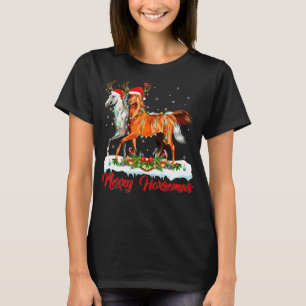 Paard Kerstmis Xmas Licht Kerstman Paard Prettig T-shirt
