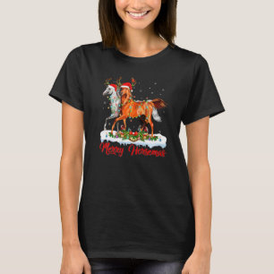 Paard Kerstmis Xmas Licht Kerstman Paard Vrolijke T-shirt