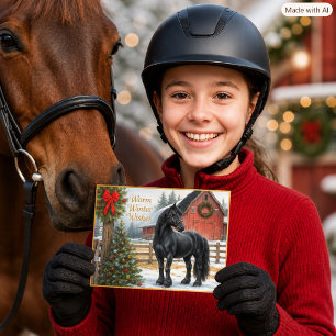 Paard Kerstvakantie Friesian Briefkaart