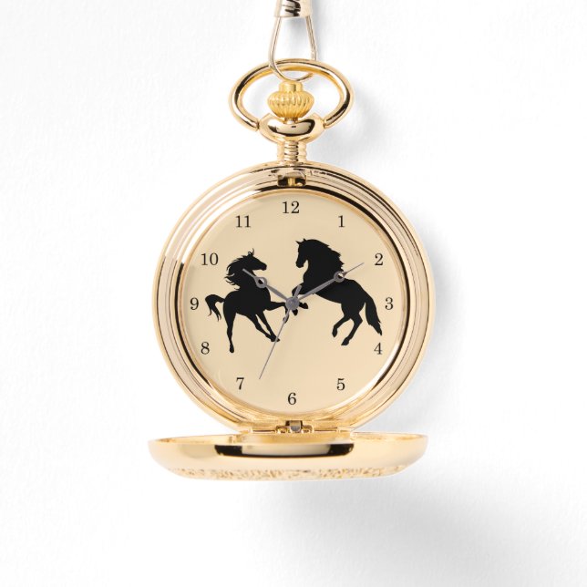 Paard Kijkt Koppel Horloge (Voorkant)