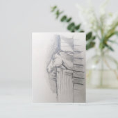 Paard kijkt over de staldeur briefkaart (Staand voorkant)