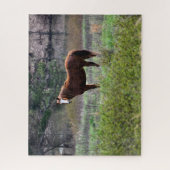 Paard kijkt terug legpuzzel (Verticaal)