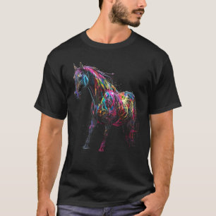 Paard Kleurrijk Kunstwerk Dier Motief Paard T-shirt