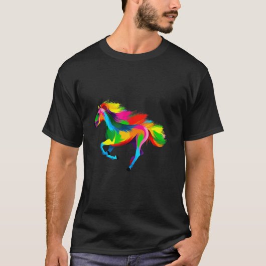 Paard Kleurrijk T-shirt (Voorkant)
